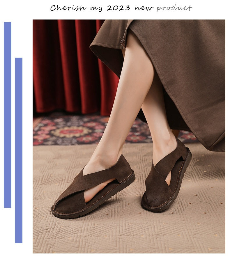 Handmade Roman Sandals Women's Toe Cap Side Empty Slip-on - Bellarte Enchanté Handmade Roman Sandals Women's Toe Cap Side Empty Slip-on